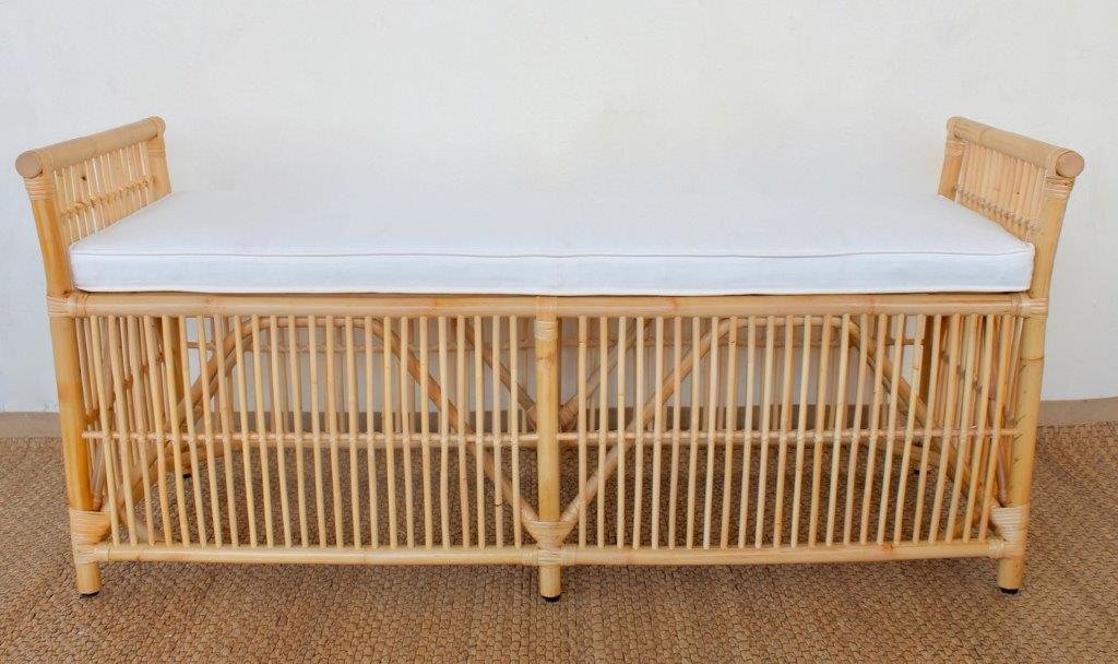 Rattan Bench With Natural Cushion